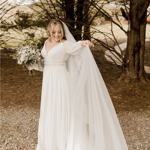 monroe chiffon dress Wilderly Bride by Allure Monroe White Chiffon Gown